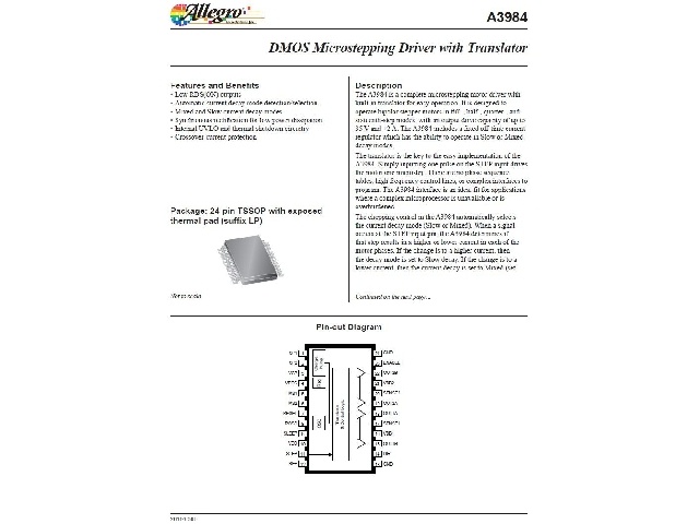 Circuit intégré driver de moteur A3984SLP-T