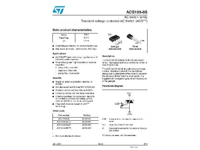 Circuit intégré ACS108-6SA
