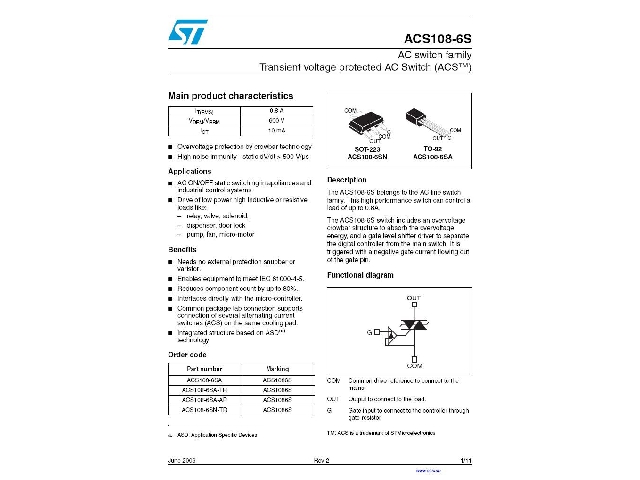 Circuit intégré ACS108-6SN