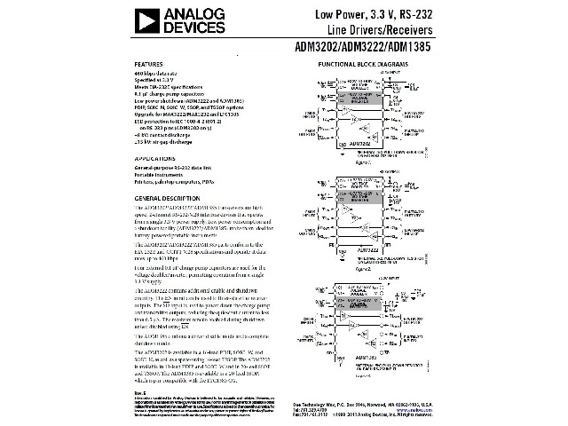 Emetteur/récepteur RS232 ADM3222ARSZ