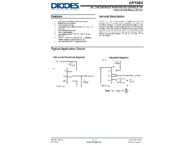 Circuit régulateur de tension positive AP1084D18L