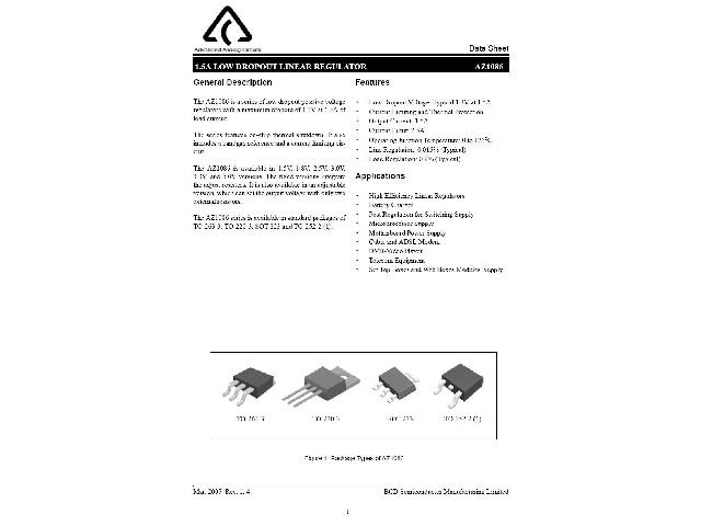 Circuit régulateur de tension AZ1086S-1-8EI