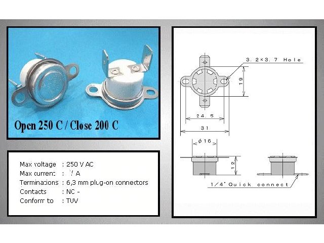 Thermostat 250°C BT-L-250V