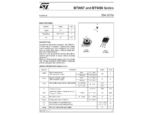 Thyristor BTW69-1200