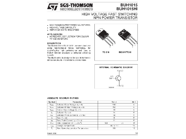 Transistor BUH1015HI