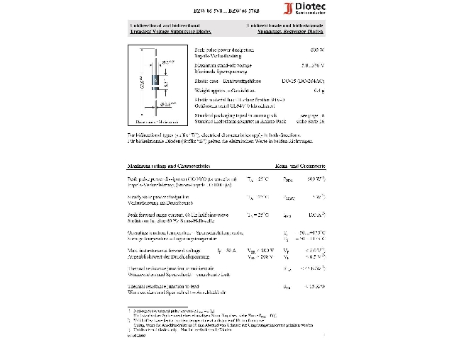 Diode Transil BZW06-376