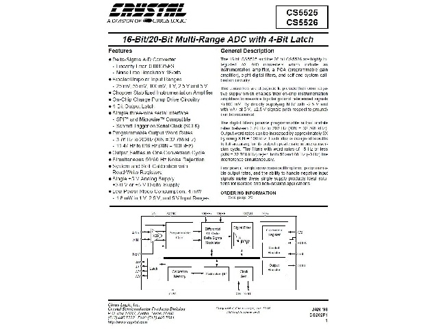 Circuit convertisseur analogique/numérique CS5525ASZ