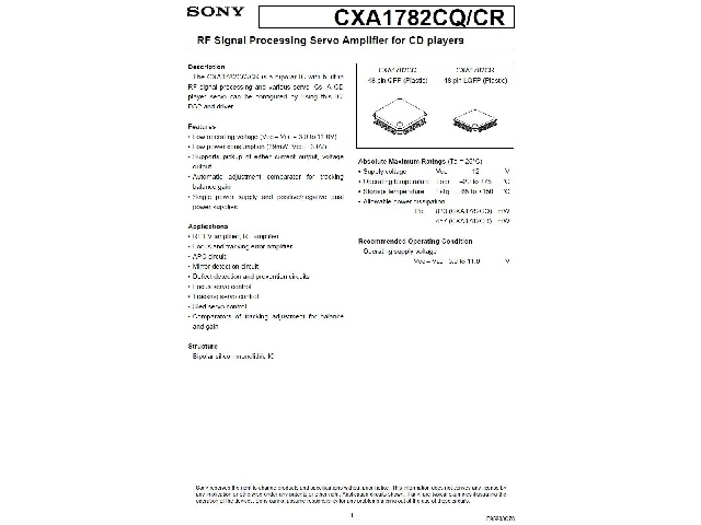 Circuit intégré CXA1782CQ