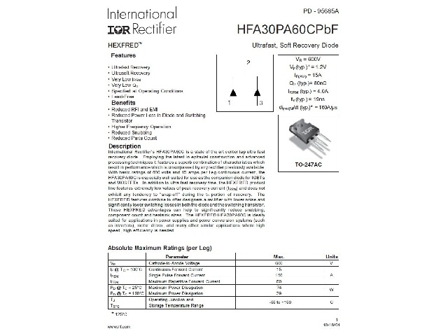 Diode HFA30PA60C