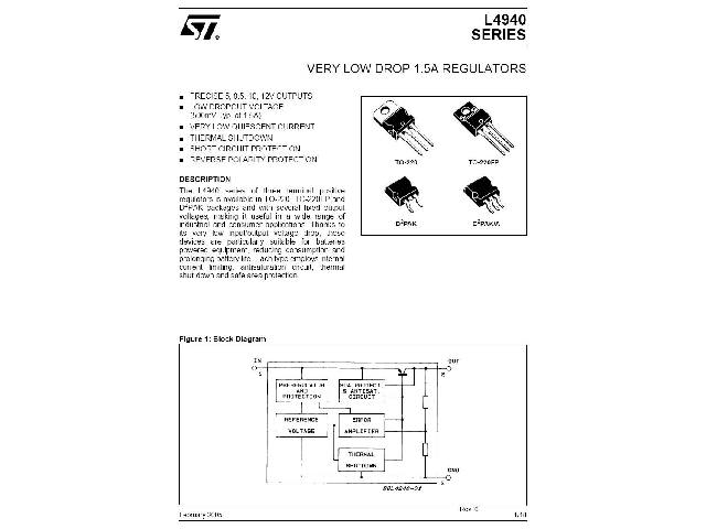 Circuit régulateur de tension positive L4940-V05