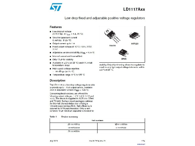 Circuit régulateur de tension positive LD1117AS-33