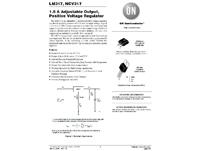 Circuit régulateur de tension positive LM317T-ONS