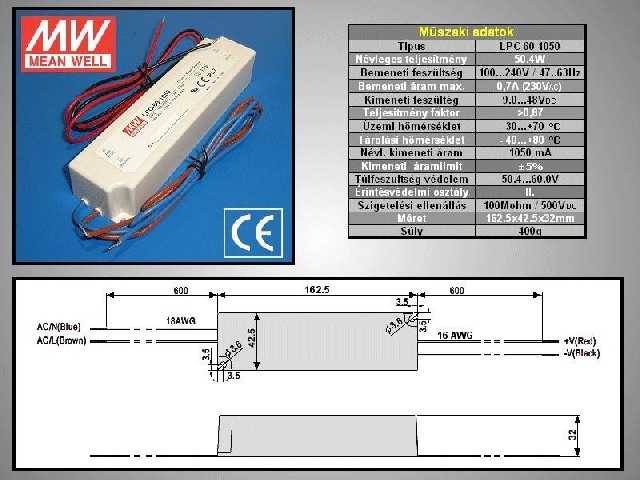 Bloc alimentation LED LPC-60-1050