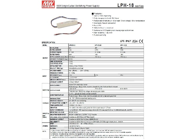 Bloc alimentation LED LPH-18-12