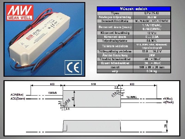 Bloc alimentation LED LPV-35-12