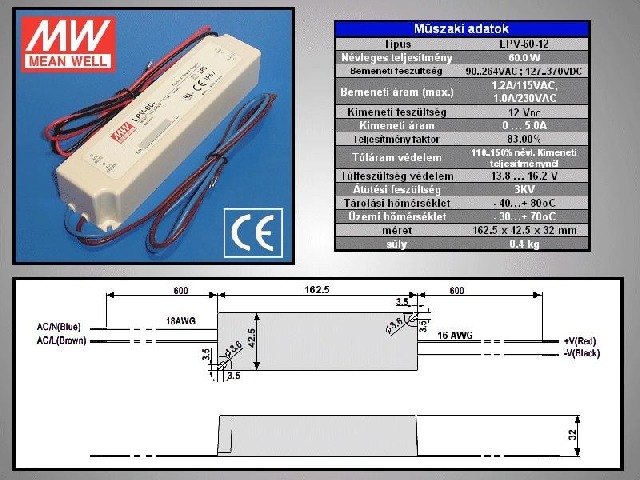 Bloc alimentation LED LPV-60-12