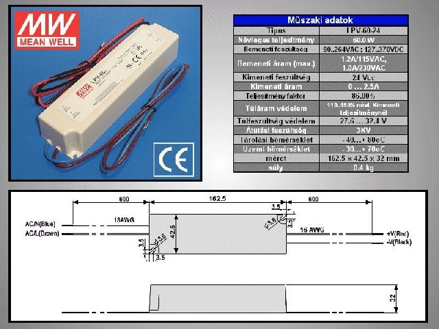 Bloc alimentation LED LPV-60-24