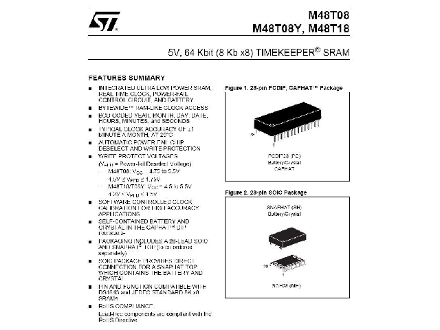 Mémoire RAM statique M48T18-100PC