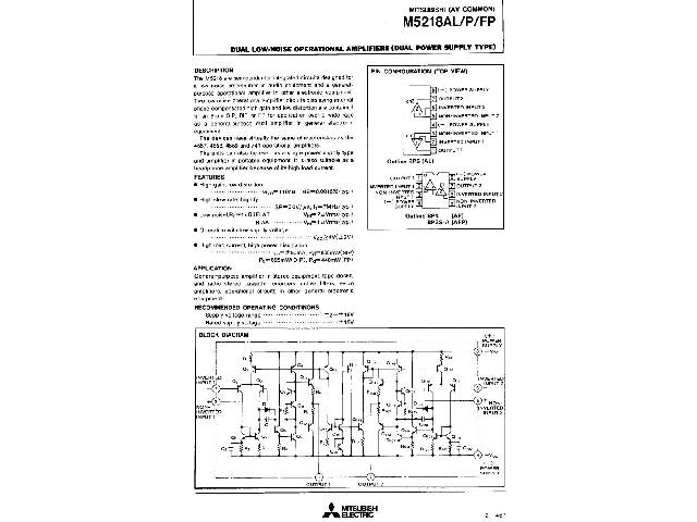 Circuit amplificateur opérationnel M5218AL