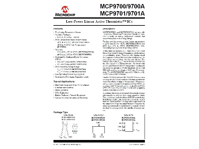 Capteur de température MCP9700A-E-TO