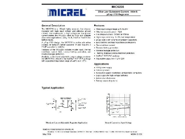 Circuit régulateur de tension positive MIC5235YM5