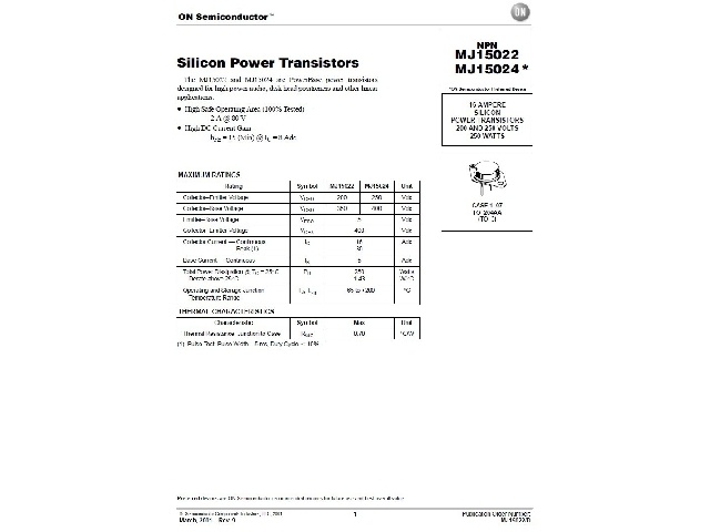 Transistor MJ15024-ONS