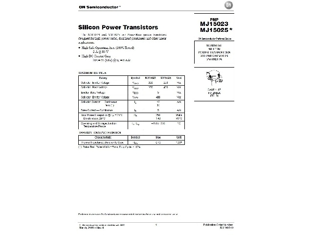 Transistor MJ15025-ONS