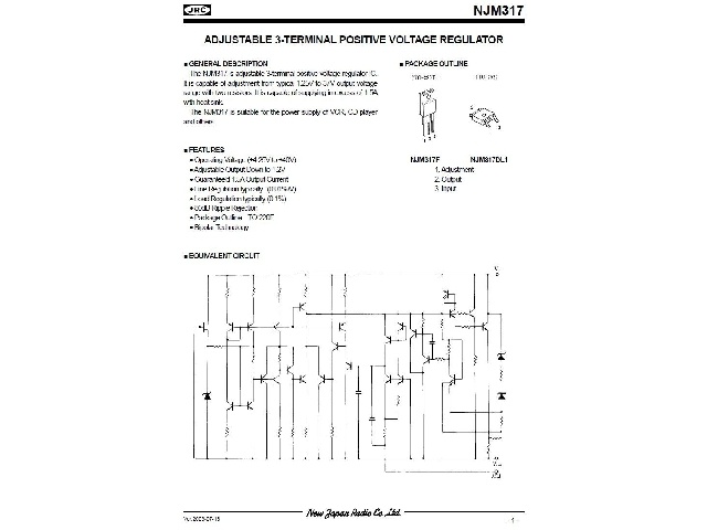 Circuit régulateur de tension positive NJM317F