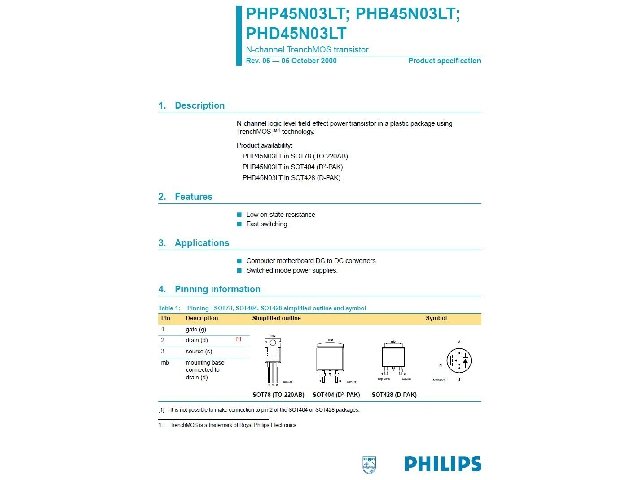 Transistor PHB45N03LT