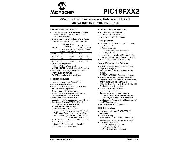 Microcontrôleur PIC18F252-I-SP