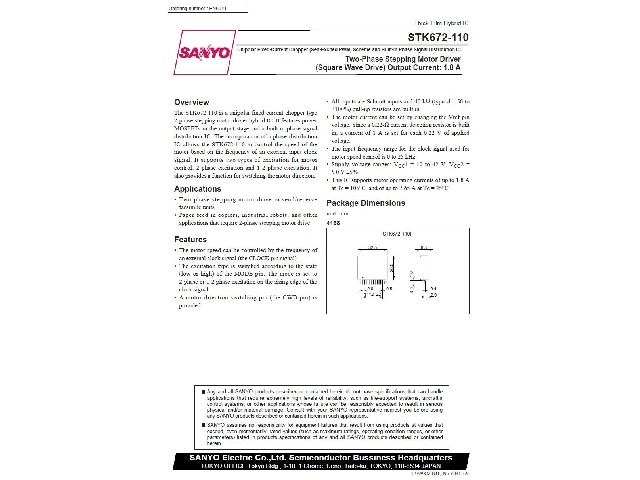 Circuit intégré driver de moteur STK672-110