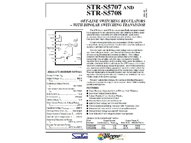 Circuit régulateur de tension à découpage STRS5708