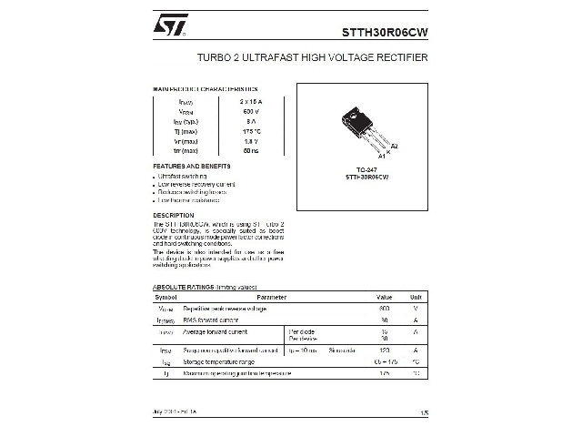 Diode STTH30R06CW