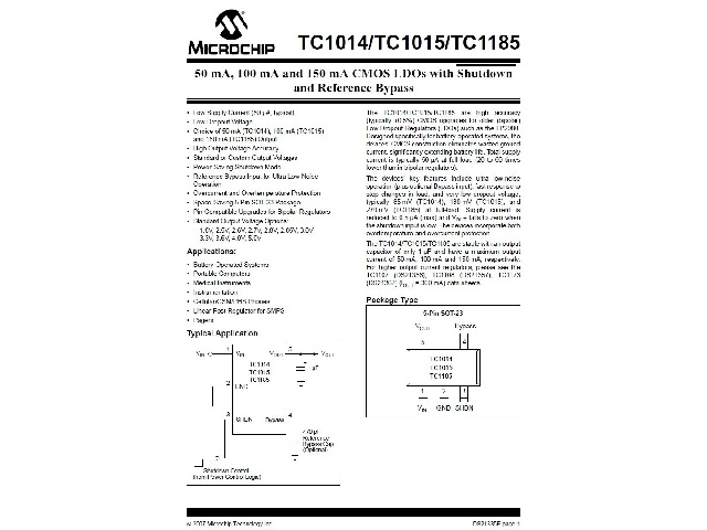 Circuit régulateur de tension positive TC1014-2-85VCT