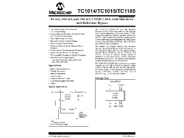 Circuit régulateur de tension positive TC1014-3-3VCT