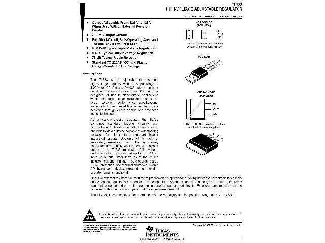 Circuit régulateur de tension positive TL783C