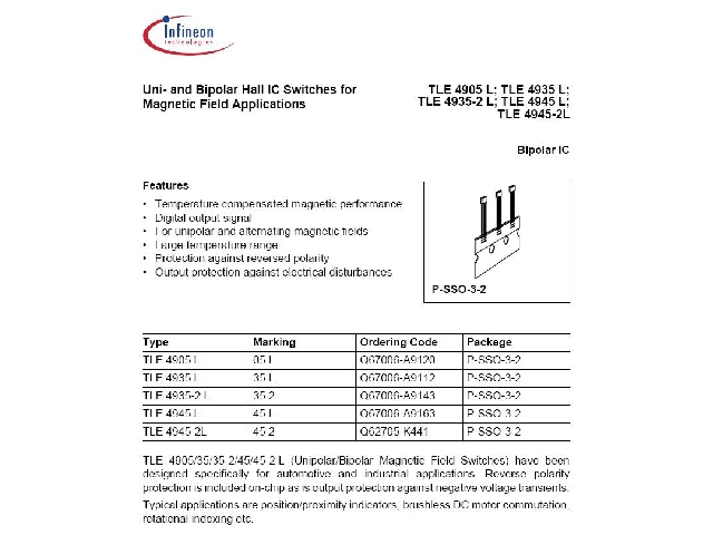 Capteur à effet Hall TLE4905L