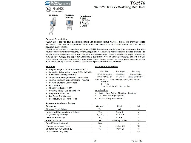 Circuit régulateur de tension à découpage TS2576CZ5