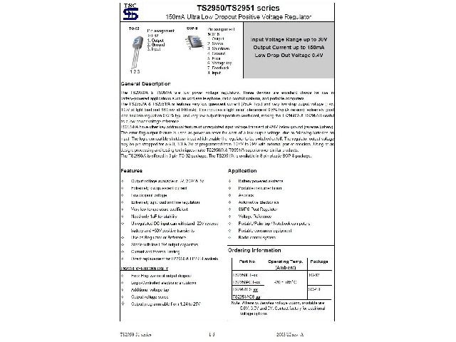 Circuit régulateur de tension positive TS2950CT-3-0