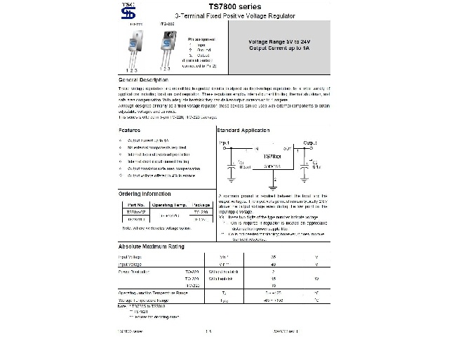 Circuit régulateur de tension positive TS7824CZ