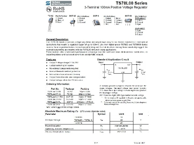 Circuit régulateur de tension positive TS78L03CX