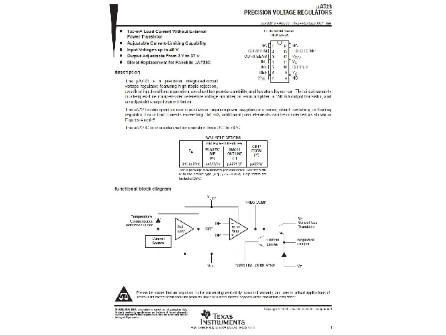 Circuit régulateur de tension positive UA723CD