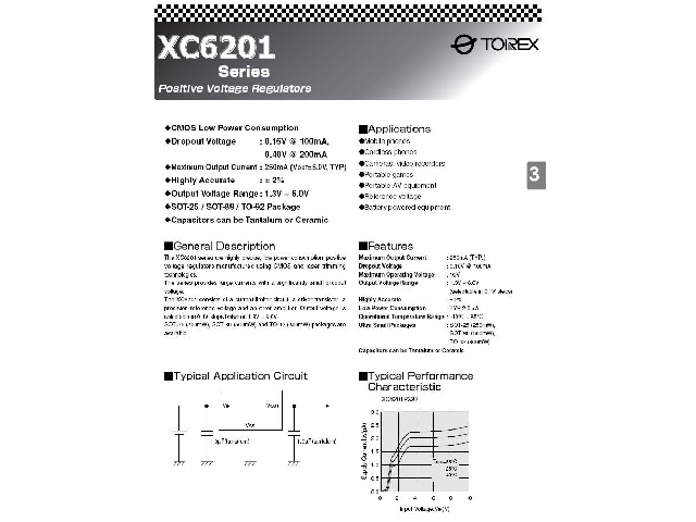 Circuit régulateur de tension positive XC6201P332MR